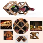 10 Bottles Racks Foldable Wine Stand Wooden Wine Holder Kitchen Bar Display Shelf - Image 5