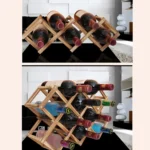 10 Bottles Racks Foldable Wine Stand Wooden Wine Holder Kitchen Bar Display Shelf - Image 6