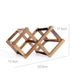 3 Bottles Racks Foldable Wine Stand Wooden Wine Holder Kitchen Bar Display Shelf - Image 2