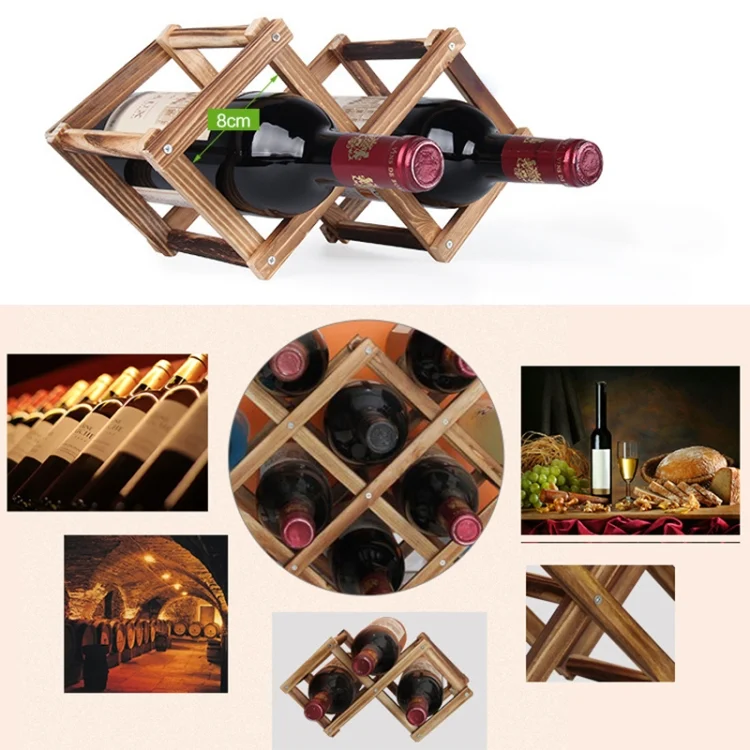 HC2073CB_4.webp 3 Bottles Racks Foldable Wine Stand Wooden Wine Holder Kitchen Bar Display Shelf - Image 5