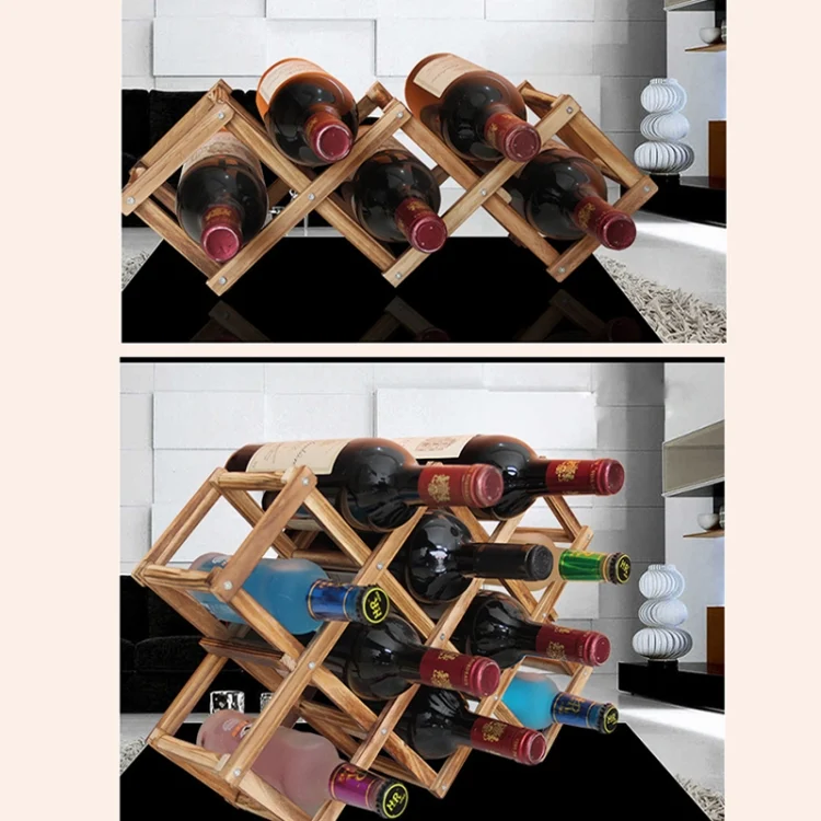 HC2073CB_5.webp 3 Bottles Racks Foldable Wine Stand Wooden Wine Holder Kitchen Bar Display Shelf - Image 6
