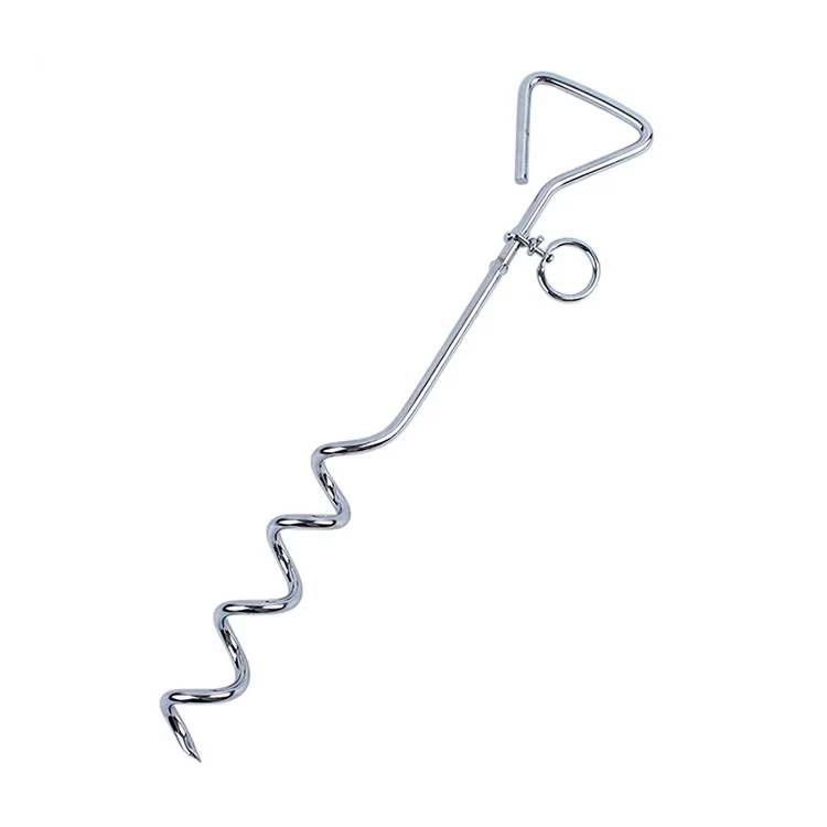 HC2215_1.webp Stainless Steel Dog Spiral Tie Out 360 Degree Rotation Anti Wrap Fixed Pile Outdoor Camping Stake, Size:42cm*8mm - Image 2