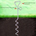 Stainless Steel Dog Spiral Tie Out 360 Degree Rotation Anti Wrap Fixed Pile Outdoor Camping Stake, Size:42cm*8mm - Image 4