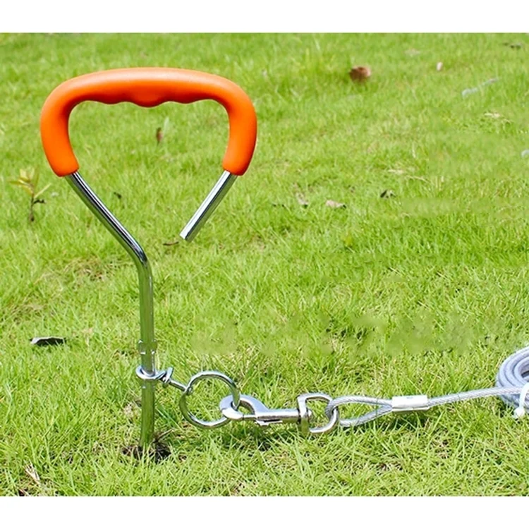 HC2219_1.webp Dog Pile Fixation Spiral Nail with Handle For Medium Small Dog Long Training Outdoor, Size: 45cm*9mm - Image 2