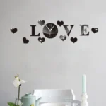 Creative LOVE Clock Acrylic Mirror DIY Wall Sticker