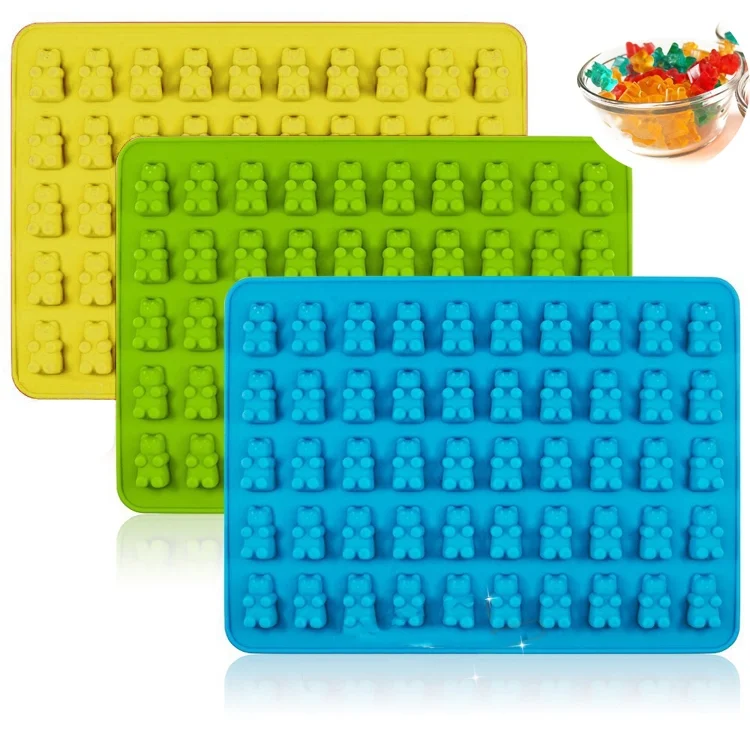 HC2332_1.webp 2 PCS 50 Holes Small Bear Chocolate Tray Silicone Mold Cookie Mold Candy Mold, Random Color Delivery, Size: 19*13.7*1cm - Image 2