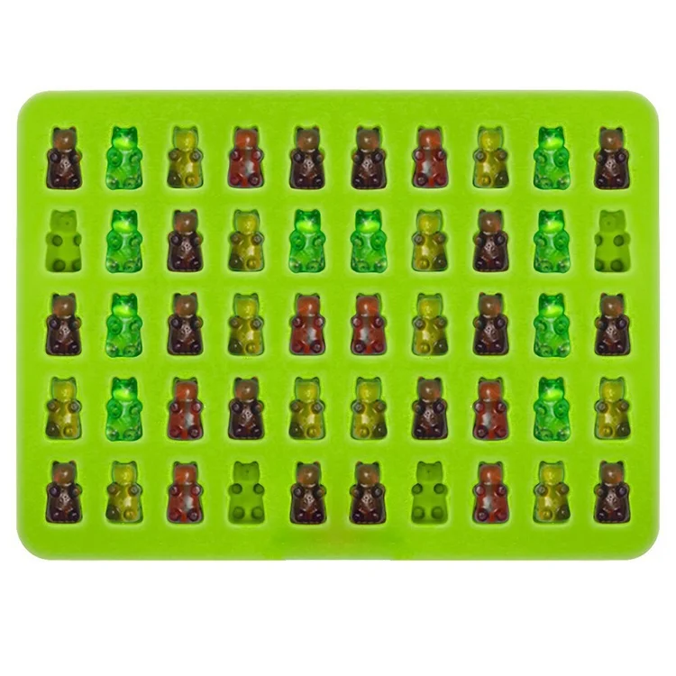 HC2332_4.webp 2 PCS 50 Holes Small Bear Chocolate Tray Silicone Mold Cookie Mold Candy Mold, Random Color Delivery, Size: 19*13.7*1cm - Image 5