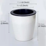 Lazy Flower Pots Automatic Water-absorbing Hydroponic Potted Plants Circular Resin Plastic Flower Pots Double-layer Design Self Watering Planter, Diameter: 11cm, Height: 10.3cm(White) - Image 2