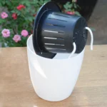 Lazy Flower Pots Automatic Water-absorbing Hydroponic Potted Plants Circular Resin Plastic Flower Pots Double-layer Design Self Watering Planter, Diameter: 11cm, Height: 10.3cm(White) - Image 3