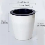 Lazy Flower Pots Automatic Water-absorbing Hydroponic Potted Plants Circular Resin Plastic Flower Pots Double-layer Design Self Watering Planter, Diameter: 15cm, Height: 15.5cm(White) - Image 2