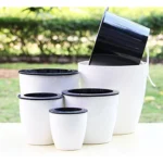 Lazy Flower Pots Automatic Water-absorbing Hydroponic Potted Plants Circular Resin Plastic Flower Pots Double-layer Design Self Watering Planter, Diameter: 15cm, Height: 15.5cm(White) - Image 10