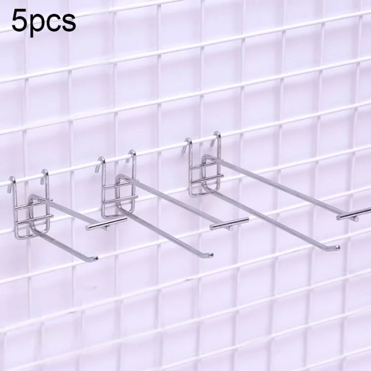 HC24662.webp 5pcs 5.8mm Supermarket Iron Grid Shelf Double Hook, Length: 25cm - Image 1