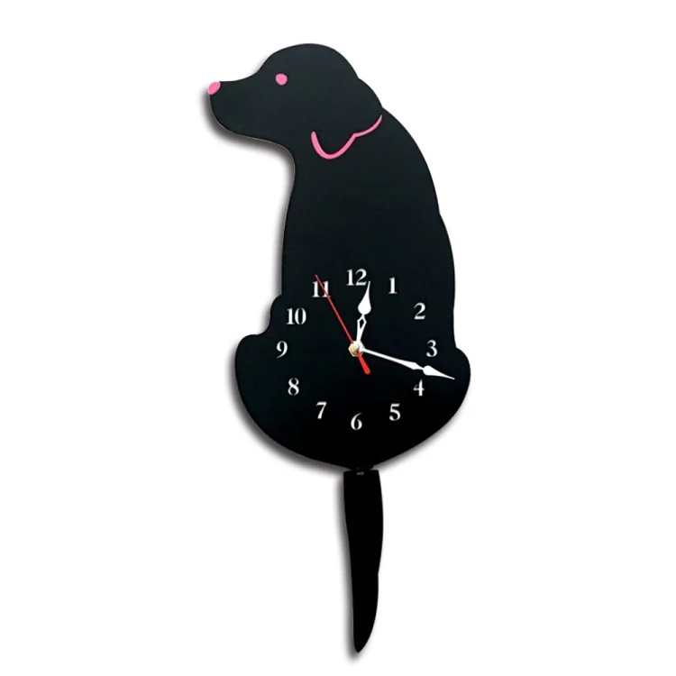 HC2511B_1.webp Home Office Bedroom Decoration Battery Operated Dog Shaped Wall Clock with Swinging Tails, Size : 42 x 18cm - Image 2