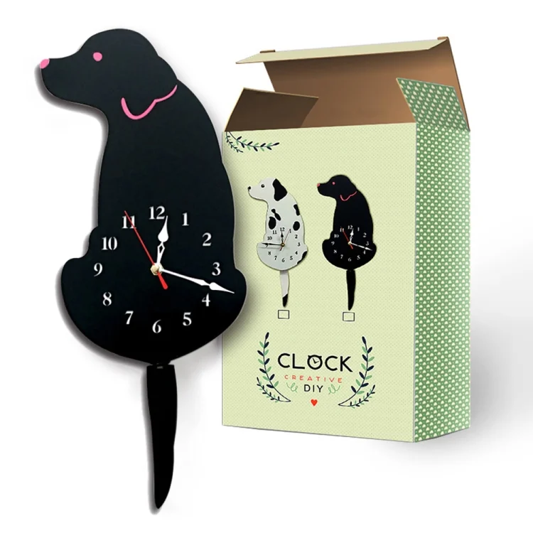 HC2511B_2.webp Home Office Bedroom Decoration Battery Operated Dog Shaped Wall Clock with Swinging Tails, Size : 42 x 18cm - Image 3