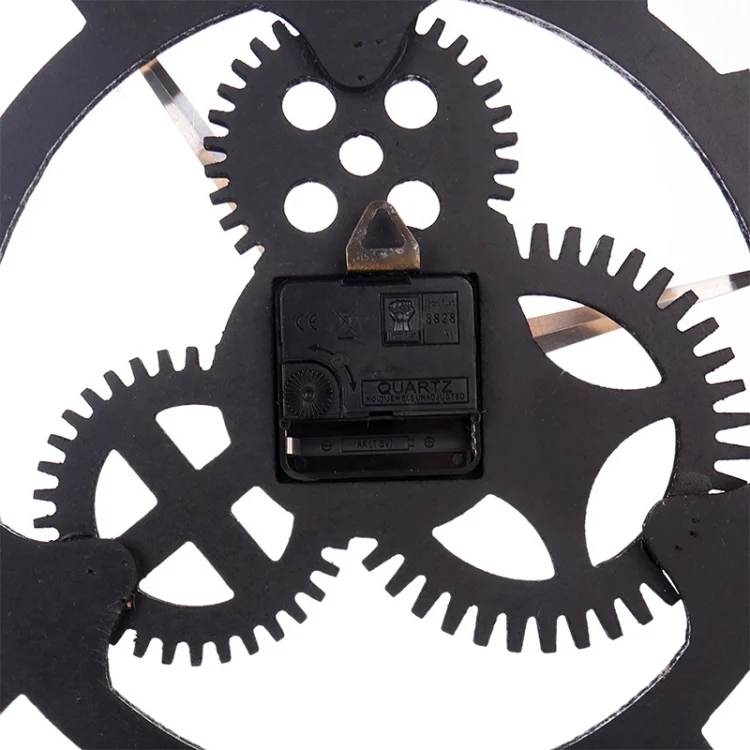 HC2538J_2.webp Retro Wooden Round Single-sided Gear Clock Number Wall Clock, Diameter: 80cm - Image 3