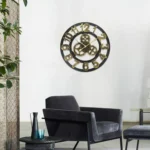 Retro Wooden Round Single-sided Gear Clock Number Wall Clock, Diameter: 80cm - Image 9
