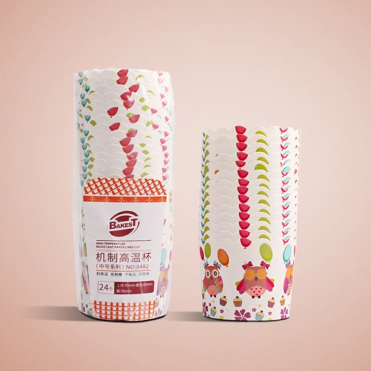 HC2539_3.webp 24pcs / Pack Round Lamination Cake Cup Muffin Cases Chocolate Cupcake Liner Baking Cup, Size: 7 x 6  x 5.5cm, Random Color Delivery - Image 4