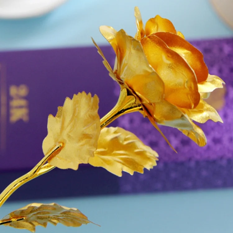 HC2544_2.webp 24K Golden Foil Plated Decoration Rose Artificial Flower, Random Color Delivery - Image 3