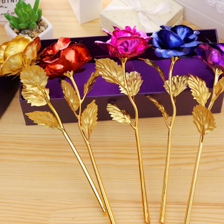 HC2544_5.webp 24K Golden Foil Plated Decoration Rose Artificial Flower, Random Color Delivery - Image 6