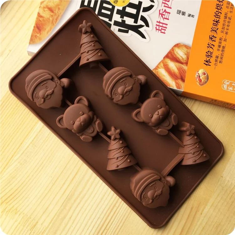 2 PCS Christmas Tree Santa Claus Chocolate Dessert Pastry Kitchen Baking Silicone Ice Lattice Mold