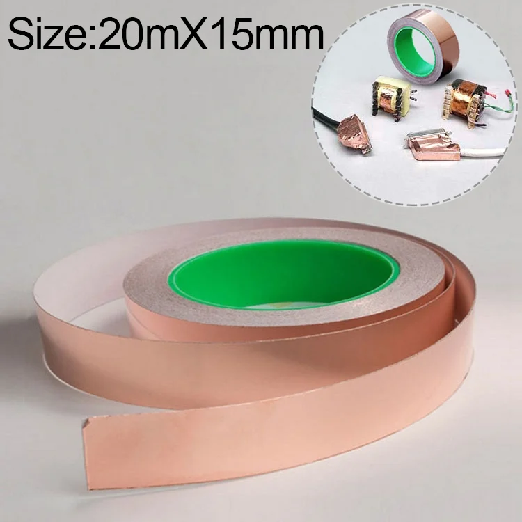 Pure Copper Double-sided Conductive Copper Foil Tape Signal Masking Tape, Size: 20m x 15mm
