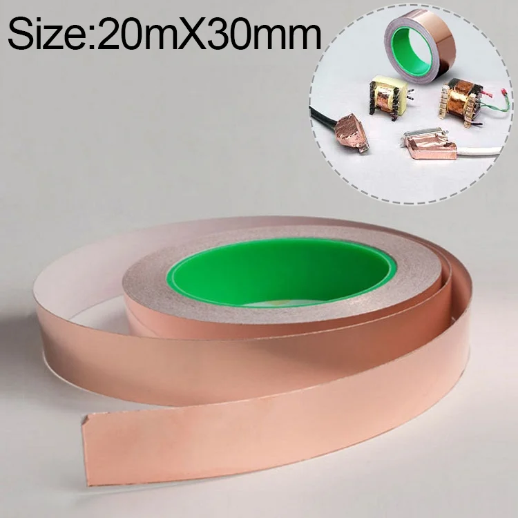 Pure Copper Double-sided Conductive Copper Foil Tape Signal Masking Tape, Size: 20m x 30mm