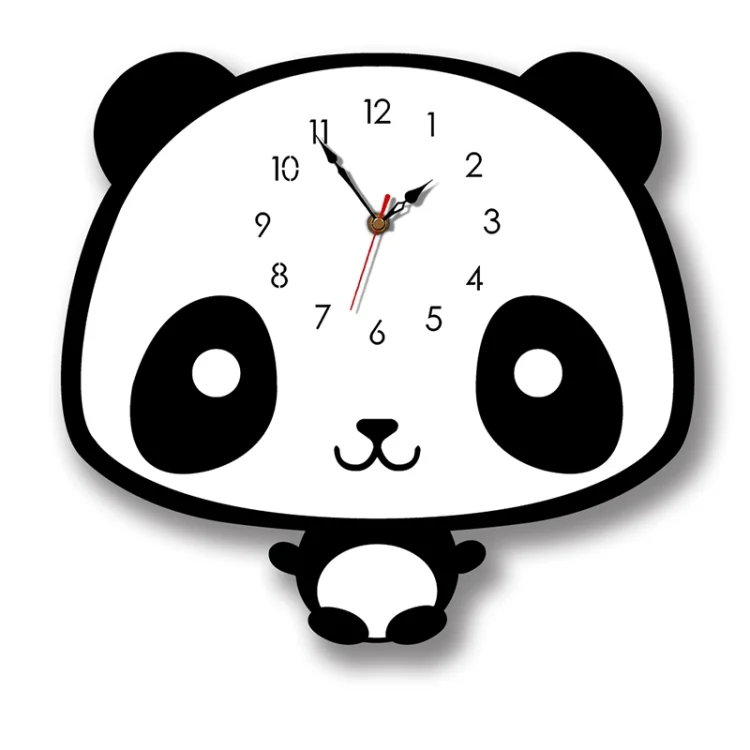 HC2804_1.webp Creative Home Office Bedroom Decoration Panda Swing Acrylic Wall Clock - Image 2