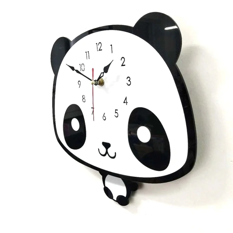 HC2804_2.webp Creative Home Office Bedroom Decoration Panda Swing Acrylic Wall Clock - Image 3
