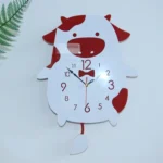 Creative Home Office Bedroom Decoration Cow Swing Acrylic Wall Clock