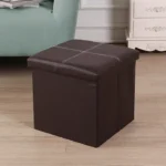 Leather Storage Box Creative Crossline Folding Sofa Bench - Image 2
