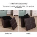 Leather Storage Box Creative Crossline Folding Sofa Bench - Image 5