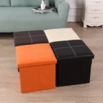 Leather Storage Box Creative Crossline Folding Sofa Bench - Image 6