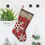 CX20202 Christmas Snowflake Plush Sock Gift Bag Christmas Tree Pendant Decoration - Image 4