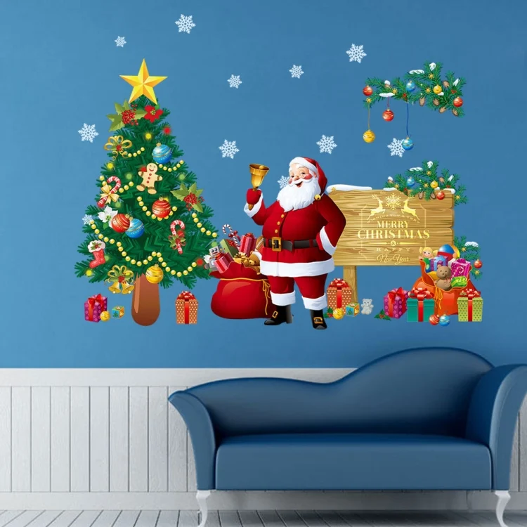 HC2974_4.webp Christmas Tree Santa Claus Living Room Bedroom Removable Wall Sticker Decoration - Image 5