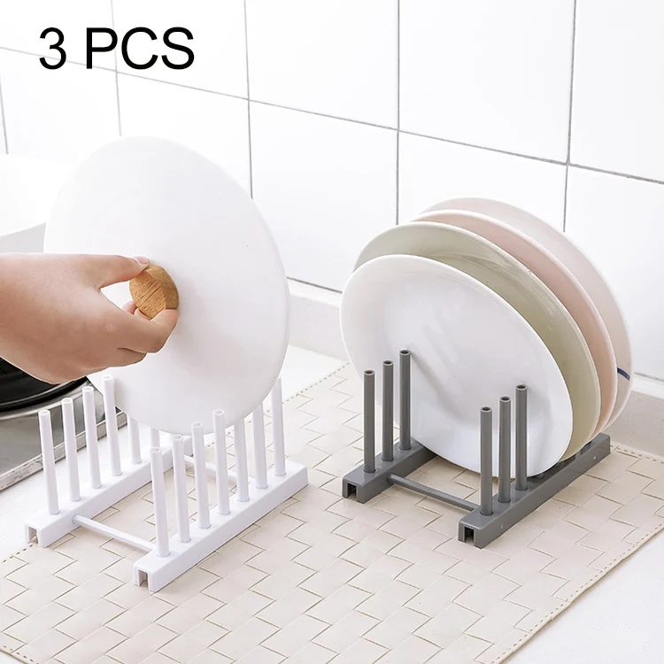 HC3090.webp 3 PCS Multi-function Kitchen Removable Plastic House Dish Rack Shelves, Random Color Delivery - Image 1