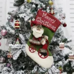 CX192019 Elk Pattern Christmas Sock Gift Bag Christmas Tree Pendant Decoration
