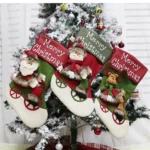 CX192019 Elk Pattern Christmas Sock Gift Bag Christmas Tree Pendant Decoration - Image 5