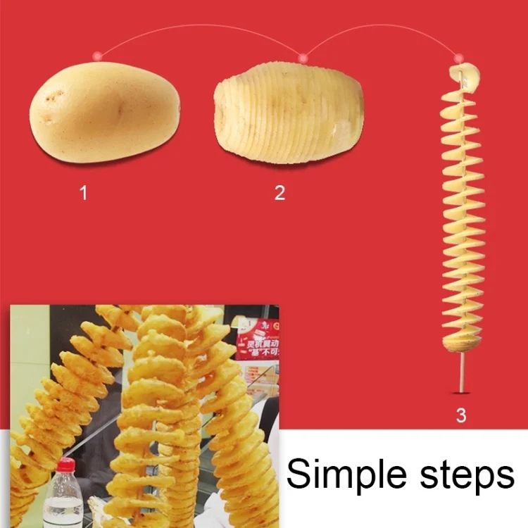 HC3205_6.webp 528-6 Popular Tornado Potato Slicer Manual Twist Spiral Potato Cutter Whirlwind Potatoes Machine Potato Vegetables Tools - Image 7