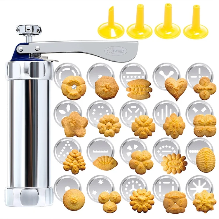 Multifunctional  Household Cookie Biscuit Machine Tool Mold Decorating Mounted DIY Baking with 20 Moulds & 4 Nozzles