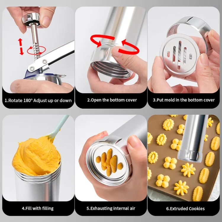 HC3358A_2.webp Multifunctional  Household Cookie Biscuit Machine Tool Mold Decorating Mounted DIY Baking with 20 Moulds & 4 Nozzles - Image 3