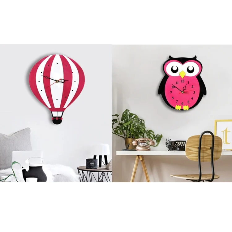 HC3401_B1.webp 11*10 inch Children Bedroom Room Decor Battery Operated Shaped Mute Non Ticking Round Wall Quartz Clock - Image 2