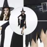 Black Irregular Long Skirt Exit Halloween Costume Cosplay Show Witchcraft Dress, M, Chest: 88cm, Waistline: 72cm, Skirt Length: 108cm - Image 6