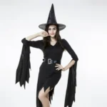 Black Irregular Long Skirt Exit Halloween Costume Cosplay Show Witchcraft Dress, XL, Chest: 98cm, Waistline: 80cm, Skirt Length: 110cm - Image 4