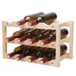 Solid Wood Folding 12-bottle Wine Display Rack Multi-layer Wine Rack, Size: 46x24x28cm