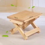Pine Folding Square Bench Portable Home Outdoor Fishing Chair Bench,Size: 19x24x17.8cm - Image 6