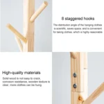 Creative Tree-shaped Solid Wood Floor Hatstand Clothes Hanging Rack,Size: 165x50x5cm - Image 5
