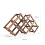 6 Bottles Racks Foldable Wine Stand Wooden Wine Holder Kitchen Bar Display Shelf - Image 2