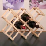 6 Bottles Racks Foldable Wine Stand Wooden Wine Holder Kitchen Bar Display Shelf - Image 7