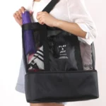 Portable Double Layer Mesh Sport Duffel Beach Picnic Shoulder Storage Bag Handbag - Image 10