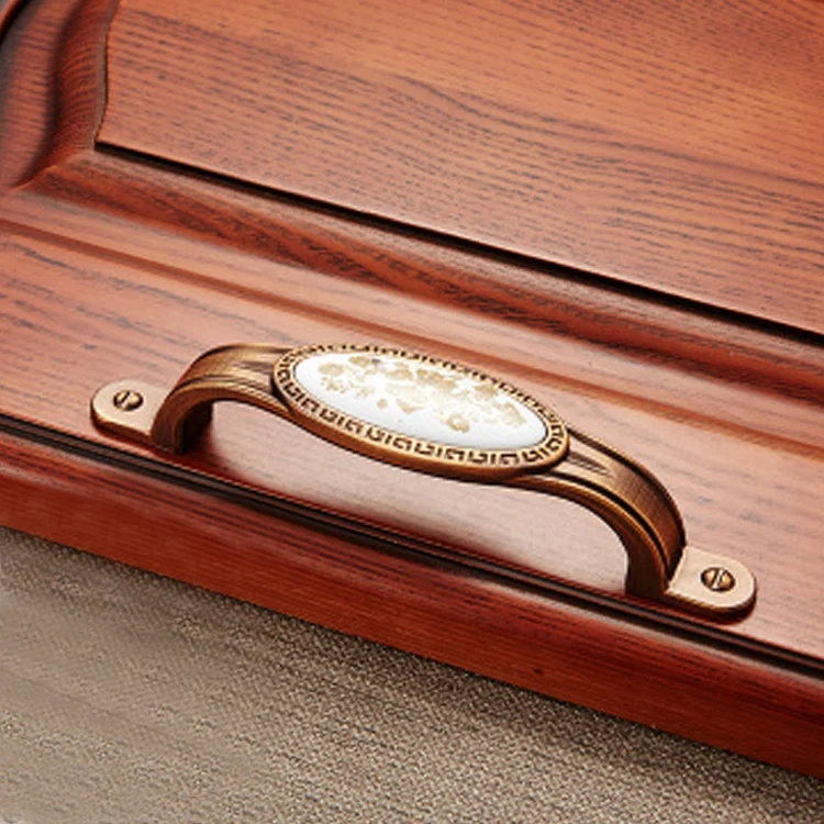 HC375113_1.webp 5008-96 Cabinet Zinc Alloy Retro Handle Coffee Cat Eye Handle (Coffee Fake Gold Flower) - Image 2